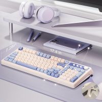AULA 99 Wireless Keyboard, Custom Computer Keyboard, Tri-Mode Bluetooth 5.0/2.4GHz/USB-C Cute Creamy Gaming Keyboards with Number Pad, RGB Backlit Media Knob Programmable Keybaord for PC Gamer - Grey - Image 7