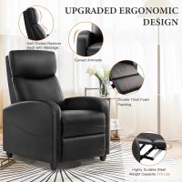 Sweetcrispy Massage Recliner Chair for Adults, Adjustable Home Theater Seating with Lumbar Support for Living Room, Modern Fabric Reclining, Pure Black - Image 5