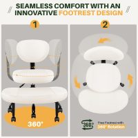 Primy Criss Cross Office Chair - ADHD Cross Legged Chair with Wheels - Adjustable Height Ergonomic Kneeling Desk Chairs for Meditation Yoga Home Office with Backrest, 360°Rotating Footrest -White - Image 5