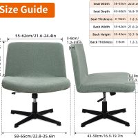 Criss Cross Chair Cover, Waterproof, Stretchable, Solid Jacquard, Suited for Armless/Office/Desk/Mid Back Wide Seat/Computer/Task/Vanity/Accent Chair (Leaves -Shaped Jacquard, Green) - Image 2