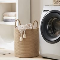 Jute Rope Laundry Hamper Basket by YOUDENOVA, 58L Tall Laundry Basket, Baby Nursery Hamper for Blanket Storage for Bedroom-Large-Jute - Image 5