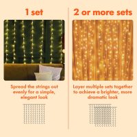 Twinkle Star 300 LED Window Curtain String Light Wedding Party Home Garden Bedroom Outdoor Indoor Wall Decorations, Warm White - Image 4