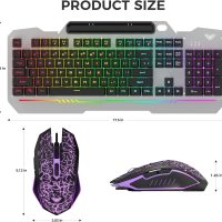AULA Keyboard, T102 104 Keys Gaming Keyboard and Mouse Combo with RGB Backlit Number Pad, All-Metal Panel Waterproof Light Up PC Keyboard, USB Wired Computer Keyboards Gaming for MAC Xbox PC Gamer - Image 9