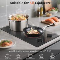 2 Burner Electric Cooktop - 110v Countertop and Built-in Electric Stove 2000W, 12 Inch Ceramic Stove with Residual Heat Indicator, Over-Temperature Protection, Knob Control, 110-120V Plug in - Image 7