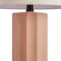 Globe Electric 61000062 20" Ribbed Ceramic Table Lamp, Matte Terracotta Finish, White Linen Shade, On/Off Rotary Switch on Socket, for Living Room, Bedroom, Office, Home Décor - Image 7