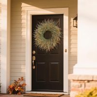26'' Large Fall Wreath for Front Door, Porch, Window- Artificial Fern Leaves and Faux Wheat Grass Outdoor Autumn Wreath for Home, Farmhouse Wall Thanksgiving Day Harvest Festival Decor - Image 2