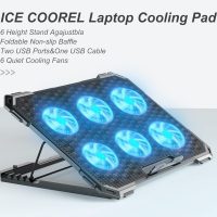 ICE COOREL Laptop Cooling Pad with 6 Cooling Fans, Cooling Pad for Laptop Fan 13-15.6 Inch, Laptop Cooler Stand with 6 Height Adjustable, Notebook Cooler Pad with Two USB Port - Image 7