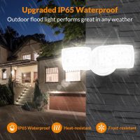 LEPOWER 3000LM Flood Light Outdoor, Switch Controlled LED Security Light, 28W Exterior Lights with 2 Adjustable Heads, IP65 Waterproof, 5500K Wall Mount Exterior LED Flood Light for Garage, Yard White - Image 5