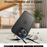 LISEN 3-Pack Magnetic Shockproof for iPhone 16 Pro Case Slim [Fit for MagSafe][Military Grade Drop Protection] Translucent Matte Phone Case for i Phone 16 Pro, Black, Brown, Blue - Image 3
