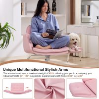Criss Cross Office Chair with Wheels and Arms, Pink Vanity Chair with Back, Comfy Swivel Cross Legged Office Chairs for Ultimate Comfort and Support, Unique Multifunctional Stylish Arms - Image 3