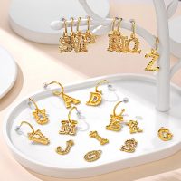Gold Earrings with Charm Personalized Letter Drop Dangle Earrings for Women Dainty Jewelry - Image 3