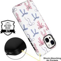 Cute Bow Phone Case for iPhone 13 / iPhone 14 Case 6.1", Aesthetic Coquette Ribbon Bowknot Pattern Print Design 2-in-1 Matte Phone Cover Shockproof Soft TPU Hard PC Protection Girls Women Funda - Image 5