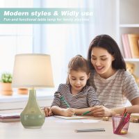 Seealle Modern Green Table Lamps Set of 2 - Bedside Lamps for Night Stands, 19.4" Bedroom Lamp for Living Room Sage Green Lamps with Rocker Swtich - Image 4