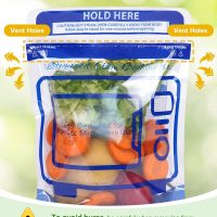 20 Pcs Microwave Steam Cooking Bags for Vegetables Microwave Steamer Bag with Stand-up Zipper Microwave Cooking Bags for Veggie Potatoes Meat Frozen Food Faster & Healthier - Image 5