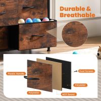 Sweetcrispy Dresser for Bedroom with 8 Storage Drawers, Large Fabric Storage Tower Organizer, Chest of Drawers with Metal Frame Wooden Top for Nursery, Closet, Living Room, Entryway, Rust Brown - Image 4