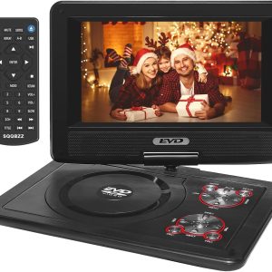 11.5" Portable DVD Player with 9.5" Swivel Screen, 5-Hours Rechargeable Battery,Car DVD Player,Support CD/DVD/SD Card/USB,Regions Free,Dual Speakers, Black…