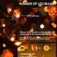 6ft Black Maple Halloween Tree with LED Skull Lights & Spiders - Indoor/Outdoor Waterproof Decor - 160 Bulbs, Dimmable Timer, 16ft Cord - Image 2