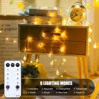 Minetom Globe String Lights - Plug in 33 ft 100 LED Crystal Globe Fairy Lights with 8 Lighting Modes and Remote for Patio Yard Porch Garden Pool Tent Beach Bedroom Wedding Party Decor, Warm White - Image 3
