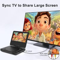 9.5" Portable DVD Player with Bluetooth, Support 1080P Video, MP4 Formats, 7.5" Swivel HD Screen, 5 Hours Work Time, Car DVD Player for Kids and Car, Sync TV, Support TF Card/USB 1000G, Regions Free - Image 6