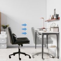 TUNY Criss Cross Chair with Wheels Armless Wide Cross Legged Office Chair Swivel Height Adjustable Computer Task Vanity Chair with Pillow for Home Office, Dressing Room (PUBlack) - Image 2