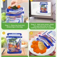 20 Pcs Microwave Steam Cooking Bags for Vegetables Microwave Steamer Bag with Stand-up Zipper Microwave Cooking Bags for Veggie Potatoes Meat Frozen Food Faster & Healthier - Image 7