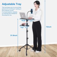 Laptop Tripod on Wheels with 2 Shelves, Portable Projector Floor Stand Adjustable Height 25.9 to 51.8 Inch with Phone Holder - Image 2