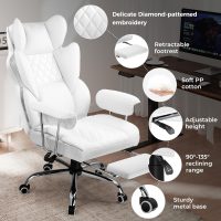 COMHOMA Big and Tall Office Chair, High Back Leather Gaming Chairs with Footrest, Executive Ergonomic Office Chair with Pocket Spring Lumbar Support and with Outward Fixed Soft Armrests - Image 5