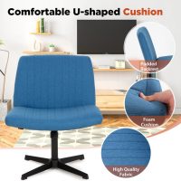 Cross Legged Office Chair No Wheels,Wide Desk Chair Comfy,Criss Cross Chair,Makeup Vanity Chair with Back,Wide Computer Chair for Adults for Home,Office,Make Up,Small Space - Image 5