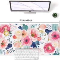 Colorful Star Large Mouse Pad, Pink Floral Desk Mat for Desktop, Women Girls Flowers PU Leather Waterproof Desk Pad, Computer PC Laptop Protector Gaming Mouse Pads for School Office Home 31.5" x 15.7" - Image 8