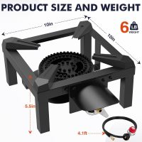 Llamaviva Propane Burner, High Pressure 100,000 BTUs Single Gas Stove with 4.1ft Adjustable Hose with Regulator,Propane Stove for Outdoor Cooking, Seafood Boil,Turkey Fry - Image 2