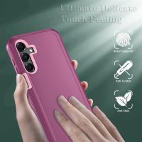 Qinmay Phone Case for Samsung Galaxy A16 5G Case with HD Screen Protector, Heavy Duty Shockproof & Dropproof 3-Layer Cover Phone Case for Galaxy A16,WineRedPink - Image 3