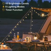 Minetom Globe String Lights - Plug in 33 ft 100 LED Crystal Globe Fairy Lights with 8 Lighting Modes and Remote for Patio Yard Porch Garden Pool Tent Beach Bedroom Wedding Party Decor, Warm White - Image 6