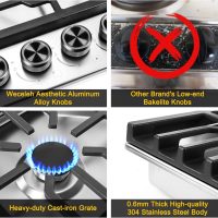 30 Inch Gas Cooktop Stovetop with 5 Italy SABAF Burners 39400BTU, 0.6mm Stainless Steel,Heavy-Duty Cast Iron Grate,Dual Fuel LPG/NG,Leakage Protection - Image 6