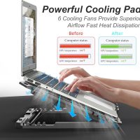 ICE COOREL Laptop Cooling Pad with 6 Cooling Fans, Cooling Pad for Laptop Fan 13-15.6 Inch, Laptop Cooler Stand with 6 Height Adjustable, Notebook Cooler Pad with Two USB Port - Image 2