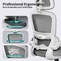 TRALT Office Chair Ergonomic Desk Chair, 330 LBS Home Mesh Office Desk Chairs with Wheels, Comfortable Gaming Chair, High Back Office Chair for Long Hours (White) - Image 2