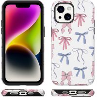 Cute Bow Phone Case for iPhone 13 / iPhone 14 Case 6.1", Aesthetic Coquette Ribbon Bowknot Pattern Print Design 2-in-1 Matte Phone Cover Shockproof Soft TPU Hard PC Protection Girls Women Funda - Image 6