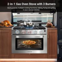AMZCHEF RV Gas Range 17 Inches Tall, 1.24 Cu.Ft Propane Range Oven with 3 Burners Stove for RV, Apartment, Mobile Home, Stainless Steel. - Image 8