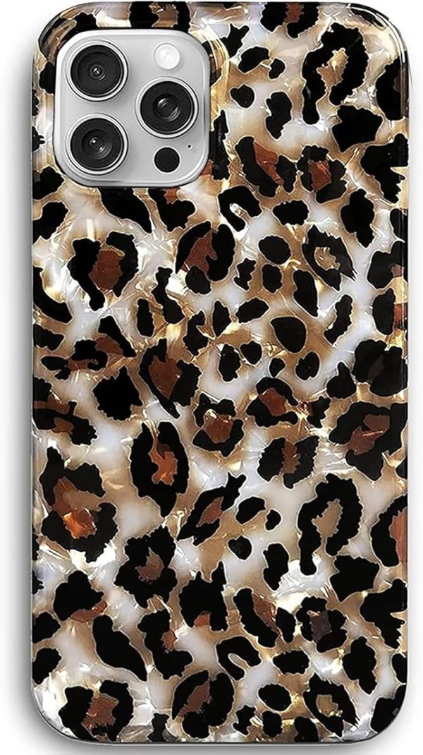 J.west Compatible with iPhone 16 Pro Max Case 6.9 inch,Luxury Sparkle Translucent Clear Vintage Leopard Print Soft Silicone Cover for Girls Women Protective Phone Case for iPhone 16 Pro Max Cheetah