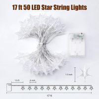 Minetom Star String Lights Battery Operated - 17 ft 50 LED Star Fairy String Lights with Timer, Waterproof for Indoor Bedroom Tent Loft Bed Patio Party Wedding Decor, Warm White - Image 7