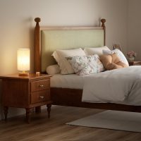Small Table Lamp for Bedroom - Inline Control, Bedside Lamp with 3000K A15 LED Blub, Easy Assembly (Cream Shade - Wood Base, 9" Inline Control) - Image 6