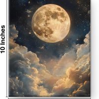 Aesthetic Celestial Moon Wall Art Decor Night Sky Moon Dark Academia Canvas Print Poster Framed Picture Painting for Home Living Room Bedroom Wall Decor 8x10 Inches - Image 2