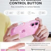 BERFY Compatible with iPhone 16 Case Glitter, [3 in 1] with Screen Protector + Camera Lens Protector, [Non-Yellowing] Clear Sparkle Slim Shockproof Hard Phone Cover for Women 6.1", Shiny Clear - Image 5