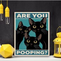 Funny Bathroom Wall Art Black Cat Restroom Wall Poster Toilet Humor Art Print Home Bathroom Decor 8X10 Inches - Image 4