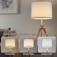 Drum Lamp shades Set of 2, White Line Lamp Shades for Table Lamps Floor Lamp, 13" Top X 13" Bottom X 10" High Large Fabric Lamp Shades, Easy Assembly Replacement Lampshades - Image 3
