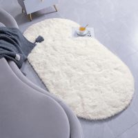 Fluffy Bedroom Rug, Small Oval Area Rugs, Cream Shag Bedside Carpet for Kids Room Nursery Dorm Cute Fuzzy Indoor Decor for Boy and Girl, 2.6 x 5.3 Feet - Image 3