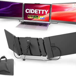 Laptop Screen Extender, 14'' FHD 1080P IPS Ultra-Thin Dual/Triple Monitor Display, HDMI/USB-C Plug-Play Portable Monitor for Laptop, Built-in Speakers(Mac, Win, Android)