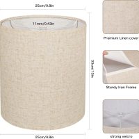 Tall Lampshades Set of 2, Beige Linen Drum Lampshades, 11" Top x 11" Bottom x 12" High Lamp Shade, Lamp Shades Replacement for Table and Floor Lamps, Pendant Light, Handcrafted, Easy Assembly - Image 4