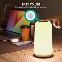 Touch Bedside Table Lamp, [Sleek Design & RGB Mode] 3 Way Dimmable Small Lamp for Bedroom, LED Lamp with Warm White Lights, Multi-Color Smart Nightstand Lamp for for Living Room Home Gifts - Image 6