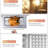 28QT Air Fryer Toaster Oven Combo, Large 12-in-1 Convection Countertop Oven with Next-Gen HeatWave Convection, 3-Layer Cooking, Rotisserie for Chicken, Fits 11" Pizza, Full Accessories, Sparkle Black - Image 8