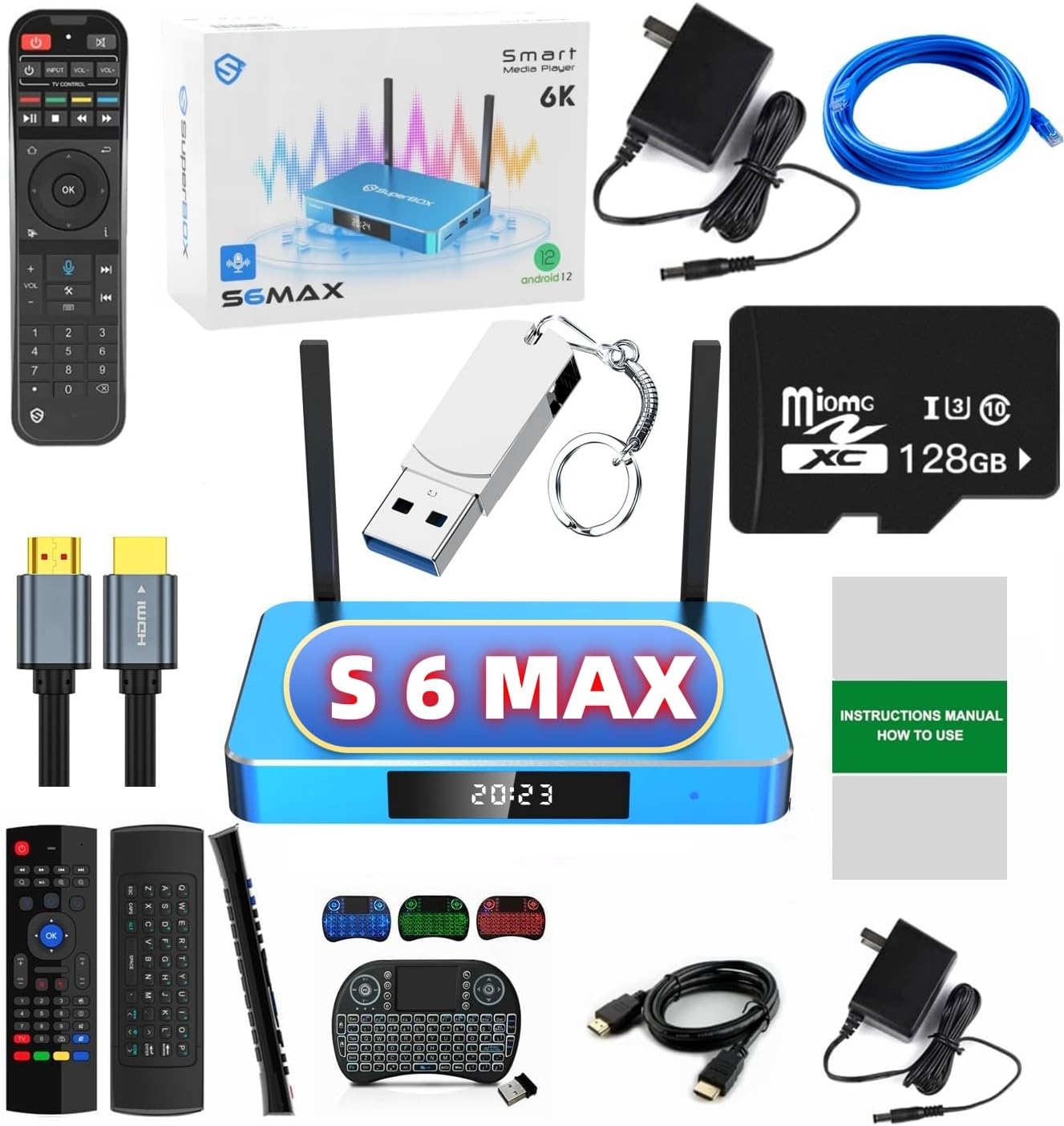 2025 Newest Version S 6 M A X 4G RAM + 64G ROM S6 P r o 2025 Elite Fully Loaded (128G TF Card + 128G USB Flash Disk All 8 Gift !!) Use Manual Instructions, California Support